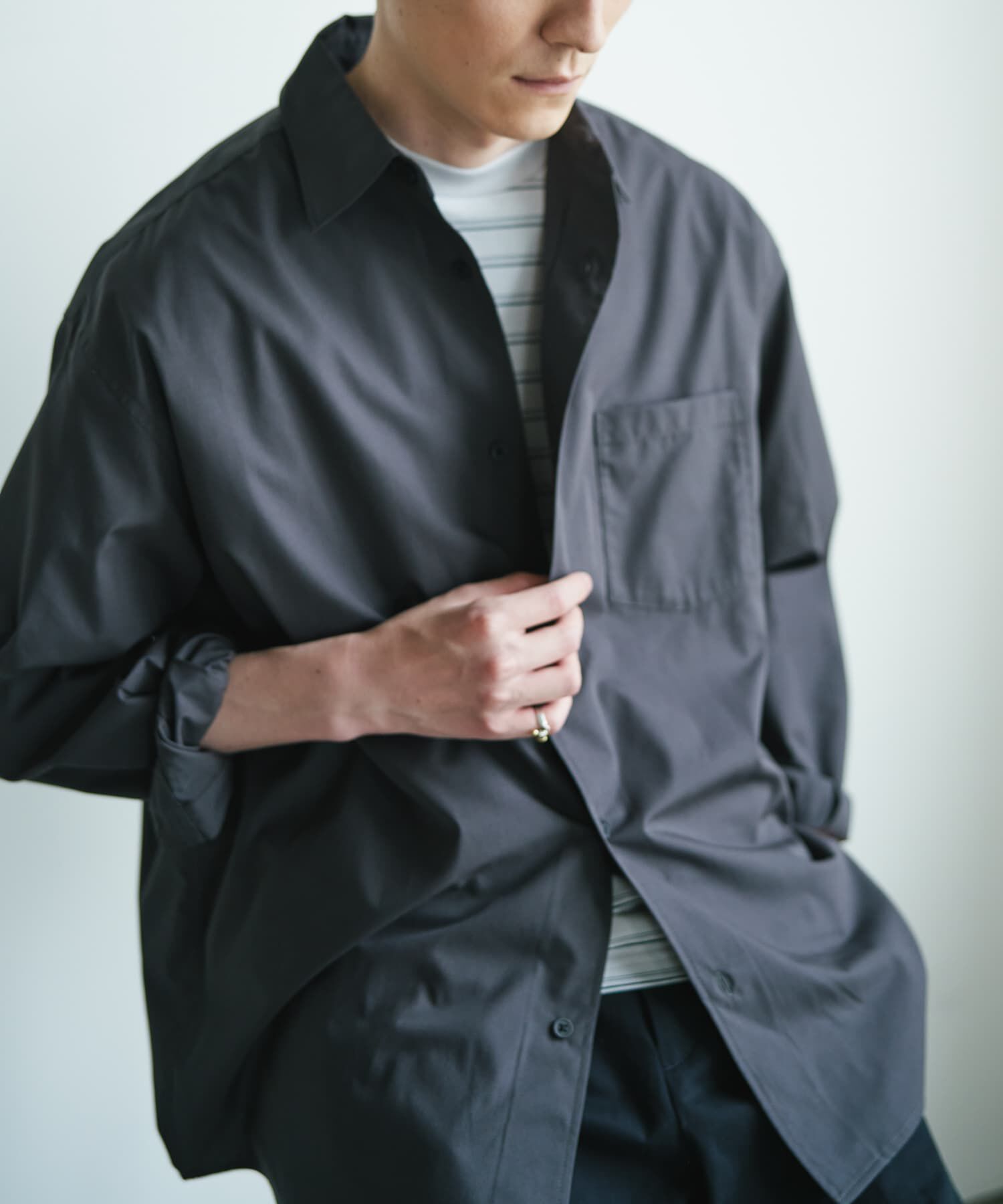 URBAN RESEARCH DOORS「『速乾/イージーケア/UVカット』『URTECH』Aircare ロングスリーブシャツ」|シャツ・ブラウス|チャコールグレー