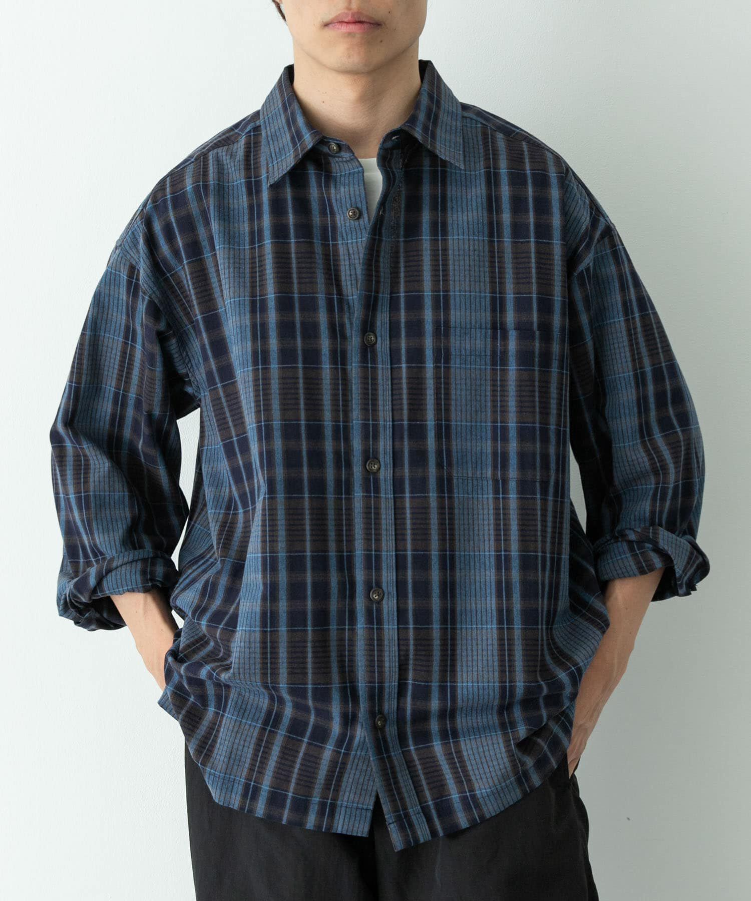 Sonny Label 「リラックスフィットチェックレギュラーカラーシャツ」|シャツ・ブラウス|ブルー系その他