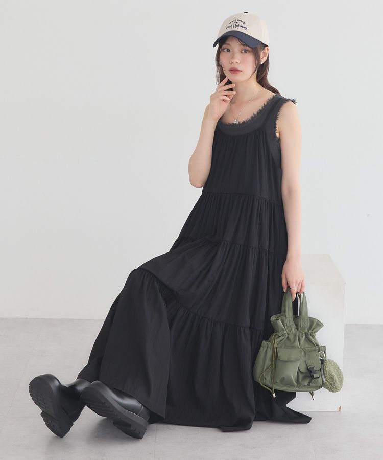 earth music&ecology「ティアードキャミワンピース」|ワンピース|Black