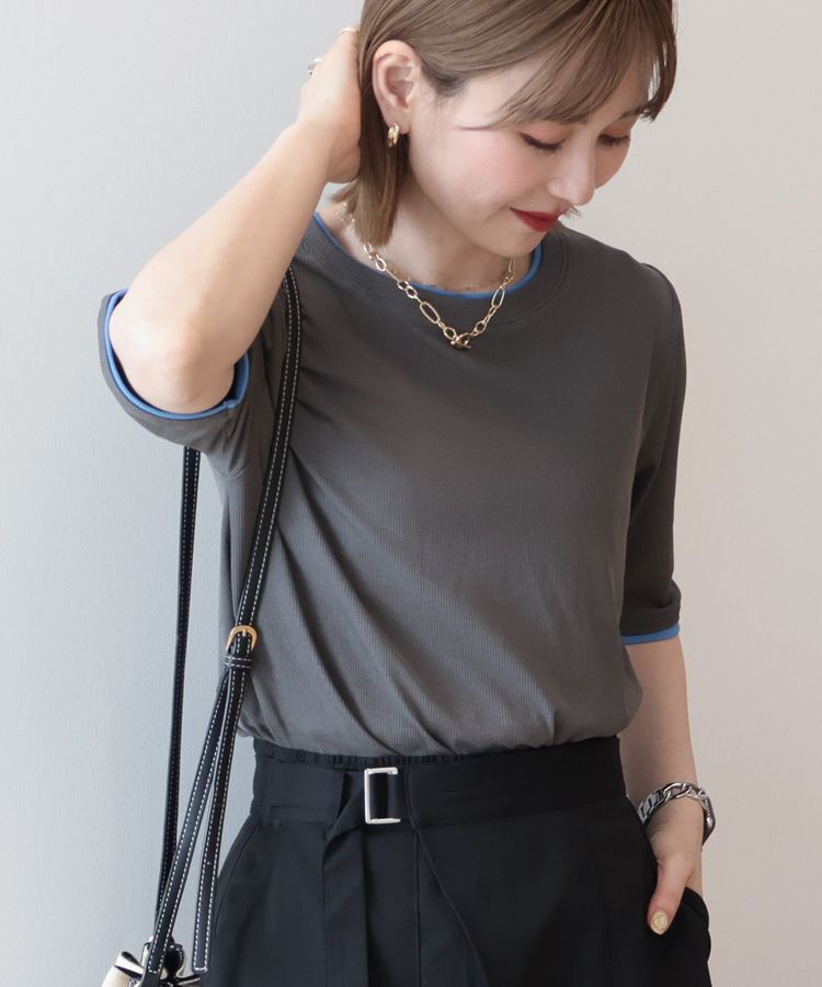 AMERICAN HOLIC「シアーリブ配色プルオーバー」|Tシャツ・カットソー|