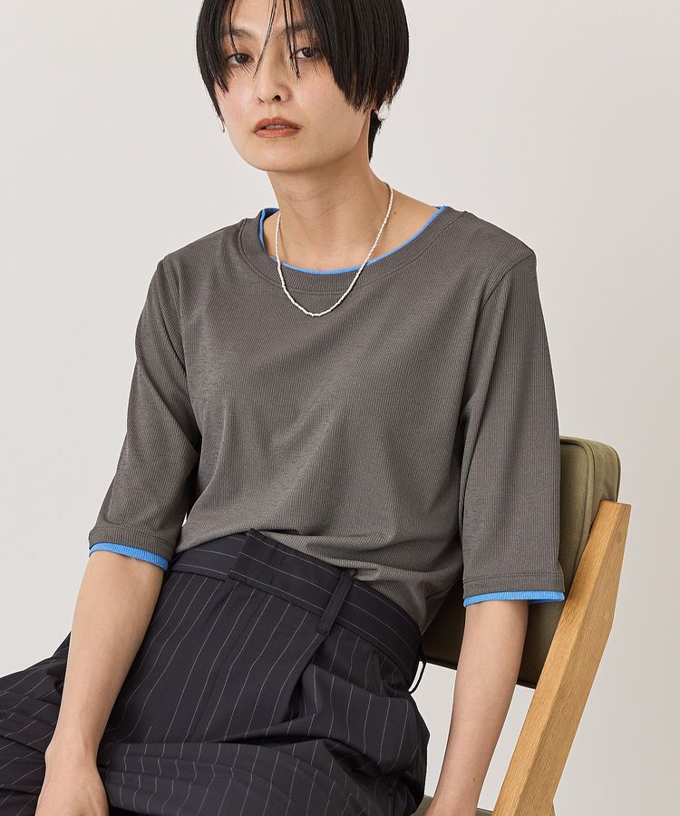 AMERICAN HOLIC「シアーリブ配色プルオーバー」|Tシャツ・カットソー|