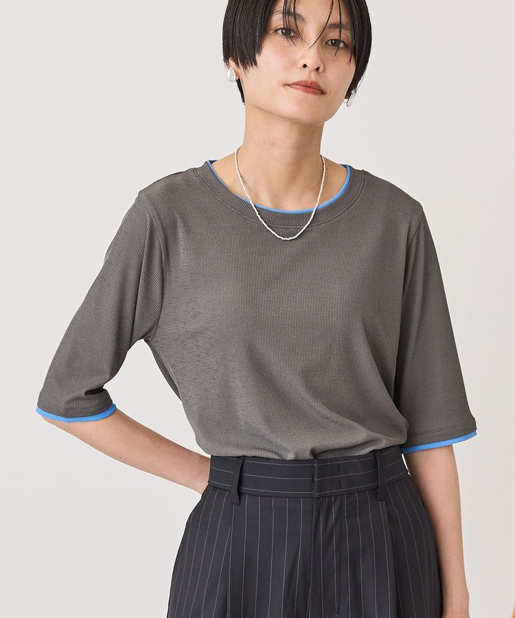 AMERICAN HOLIC「シアーリブ配色プルオーバー」|Tシャツ・カットソー|