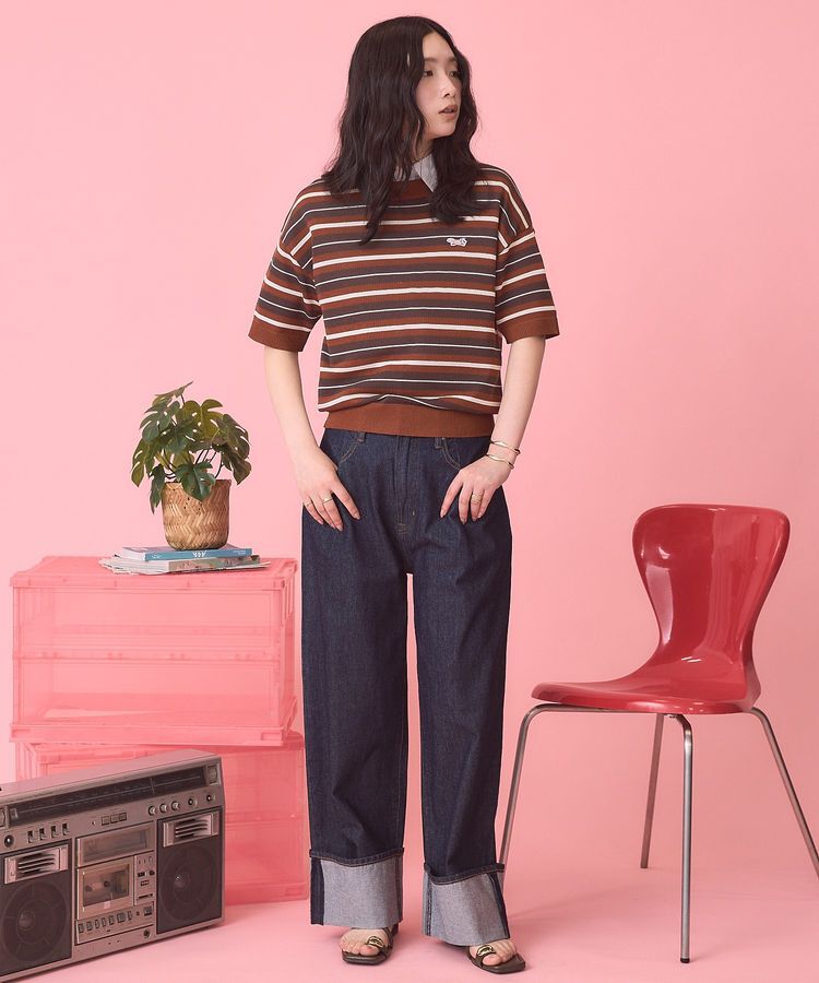AMERICAN HOLIC「【PENNEY'S】レトロボーダー半袖ニット」|ニット・セーター|