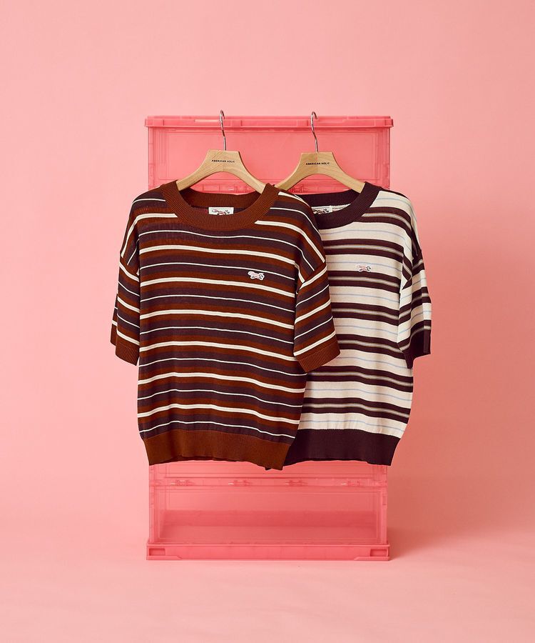 AMERICAN HOLIC「【PENNEY'S】レトロボーダー半袖ニット」|ニット・セーター|
