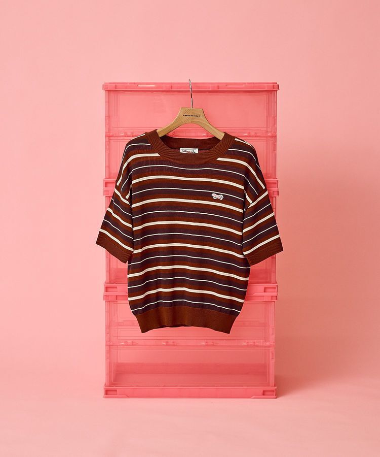 AMERICAN HOLIC「【PENNEY'S】レトロボーダー半袖ニット」|ニット・セーター|