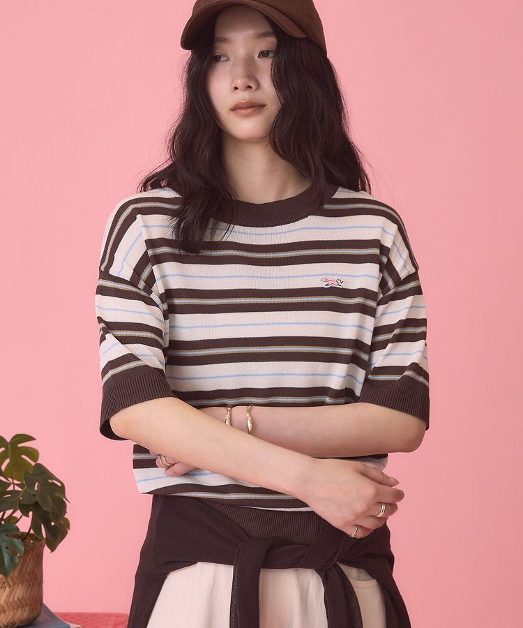 AMERICAN HOLIC「【PENNEY'S】レトロボーダー半袖ニット」|ニット・セーター|