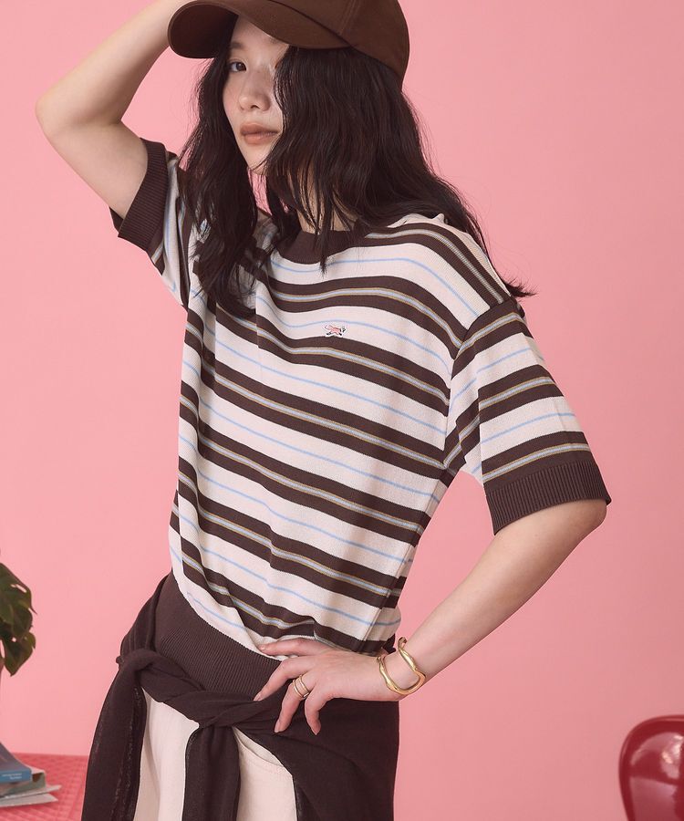 AMERICAN HOLIC「【PENNEY'S】レトロボーダー半袖ニット」|ニット・セーター|