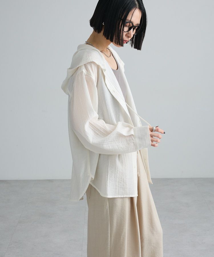 Green Parks「シアーフードシャツ」|シャツ・ブラウス|Off White