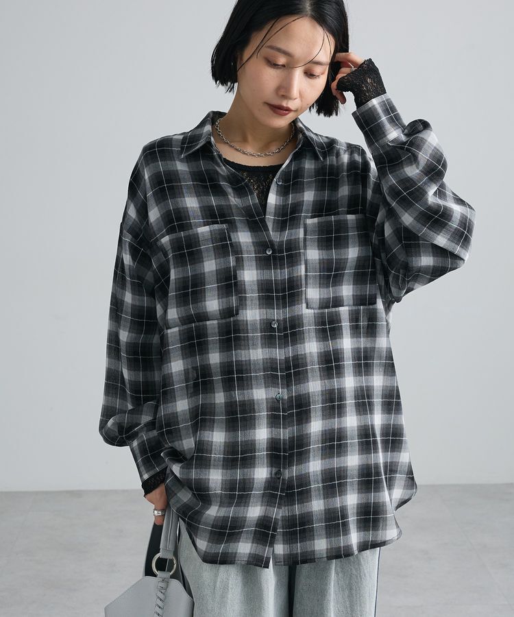 Green Parks「オーバーサイズチェックシャツ」|シャツ・ブラウス|Black