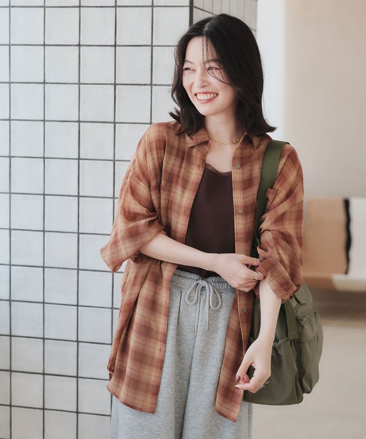 Green Parks「オーバーサイズチェックシャツ」|シャツ・ブラウス|Brown