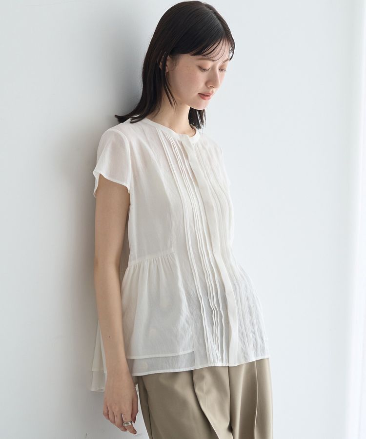 YECCA VECCA「ペプラムシアーブラウス」|シャツ・ブラウス|White