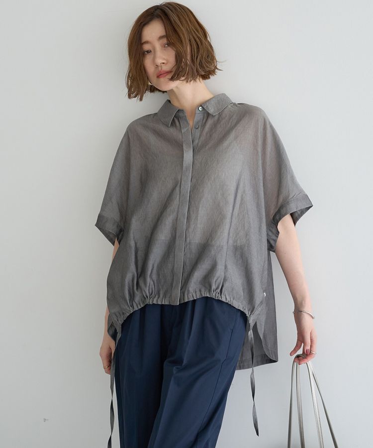 YECCA VECCA「サイドスリットドロストシャツ」|シャツ・ブラウス|Gray