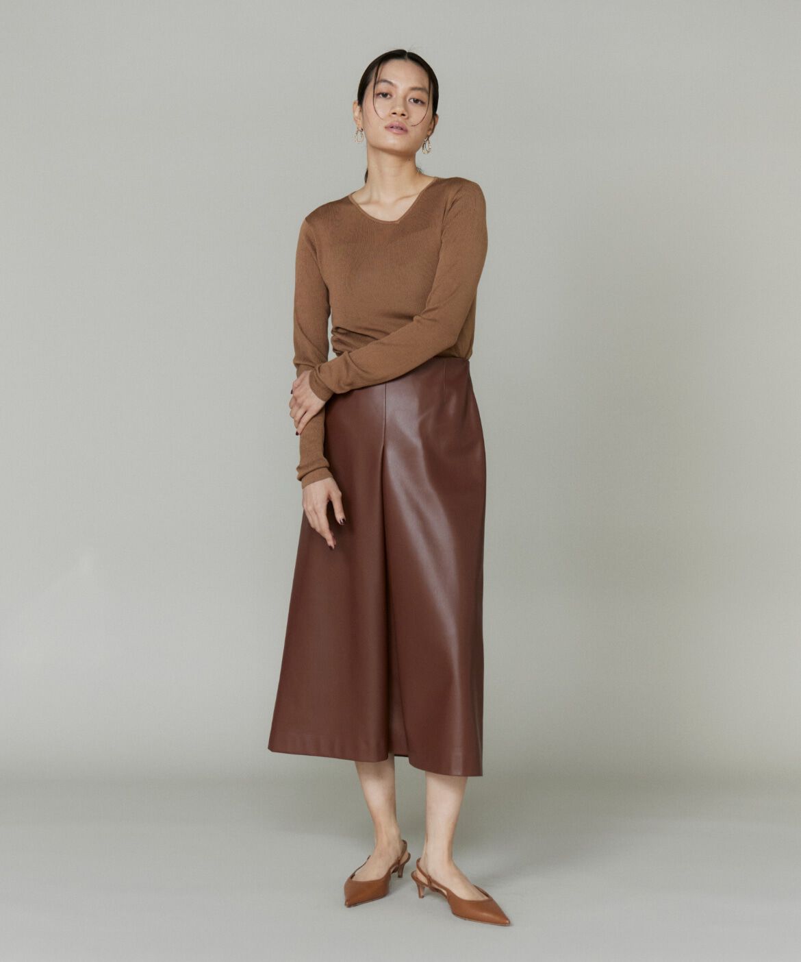 la veille by SUPERIOR CLOSET「《大きいサイズ》フェイクレザースカート」|台形|