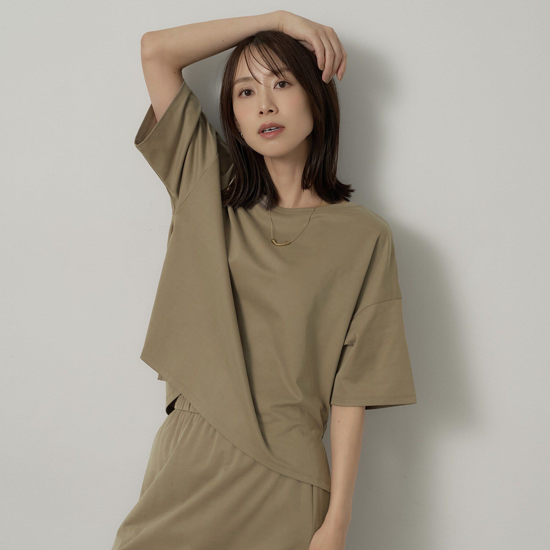 UNTITLED「【セットアップ可/接触冷感】ヴィンテージライクプルオーバー」|Tシャツ・カットソー|カーキ(027)
