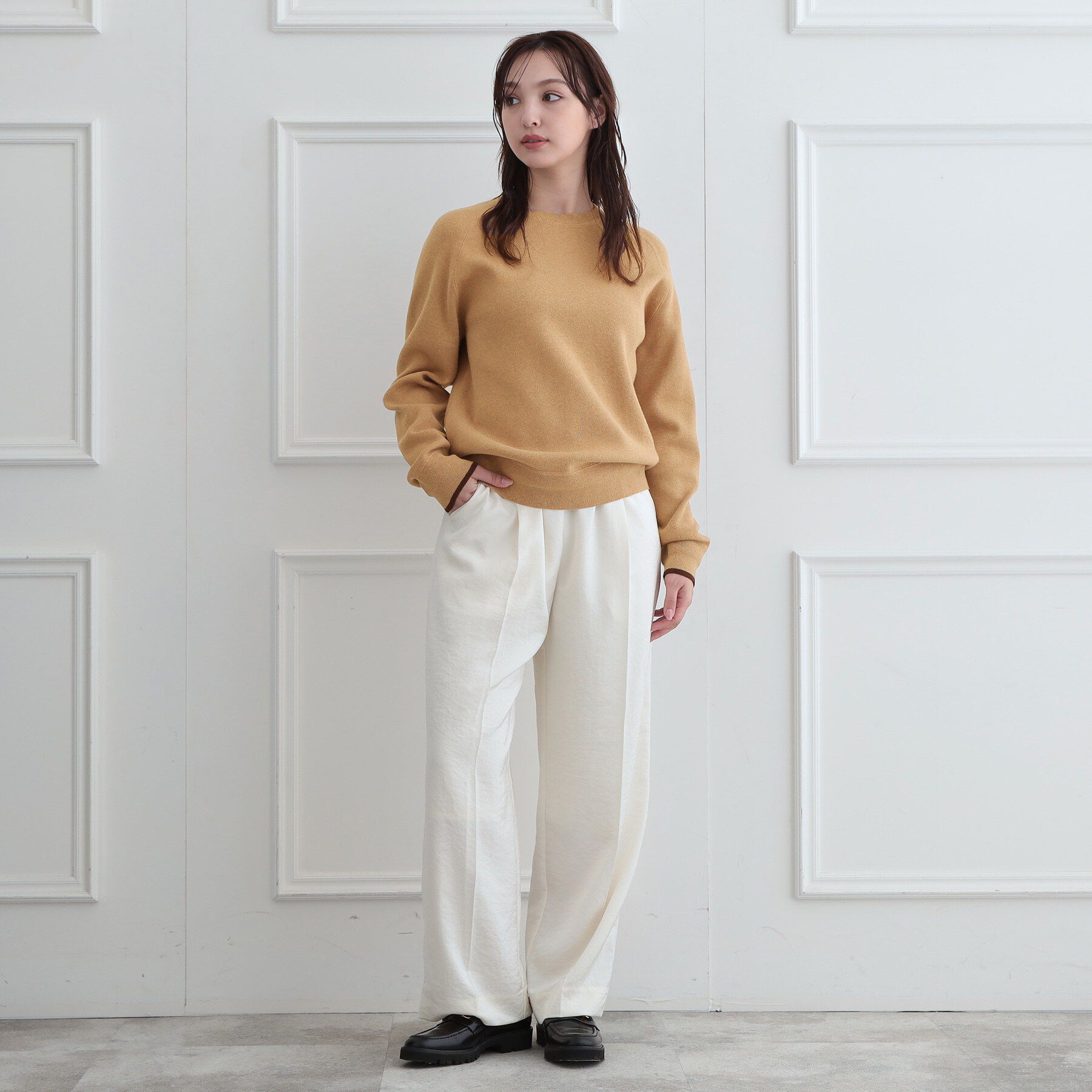 DRESSTERIOR「ウォッシャブルコットンカシミヤ混配色ニット」|ニット・セーター|
