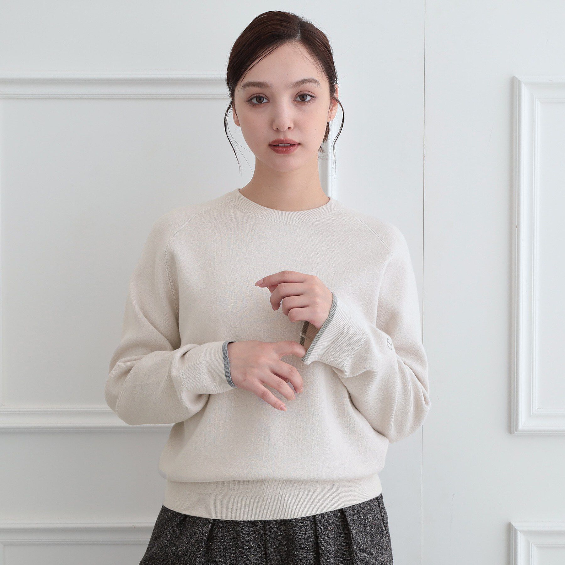 DRESSTERIOR「ウォッシャブルコットンカシミヤ混配色ニット」|ニット・セーター|