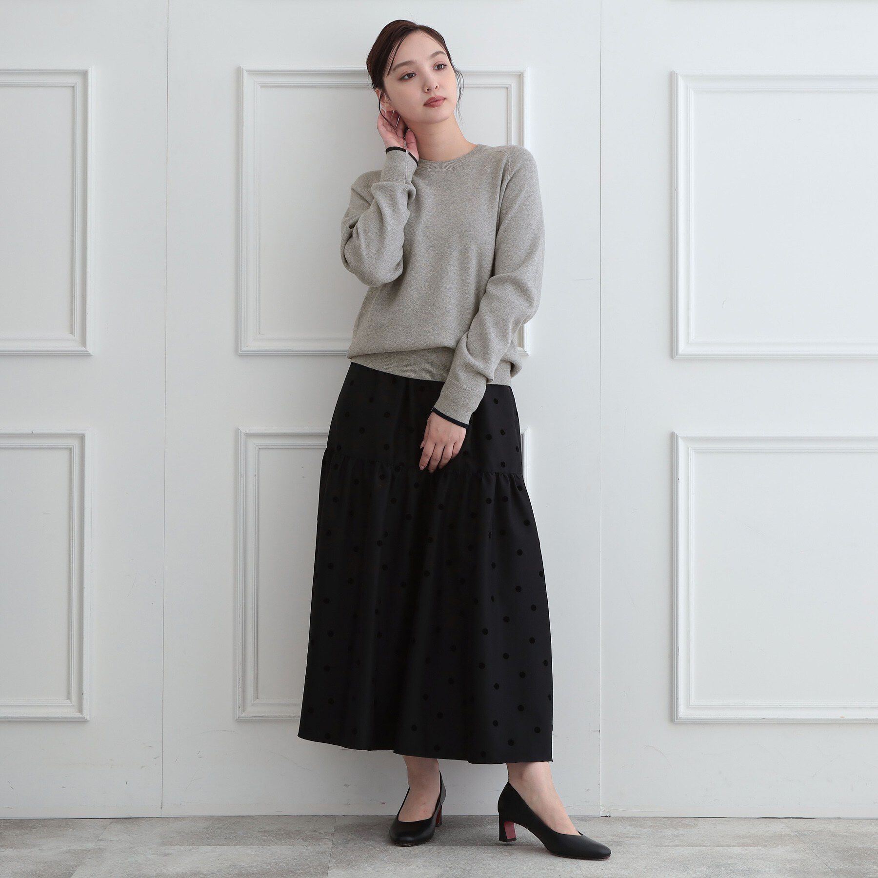 DRESSTERIOR「ウォッシャブルコットンカシミヤ混配色ニット」|ニット・セーター|