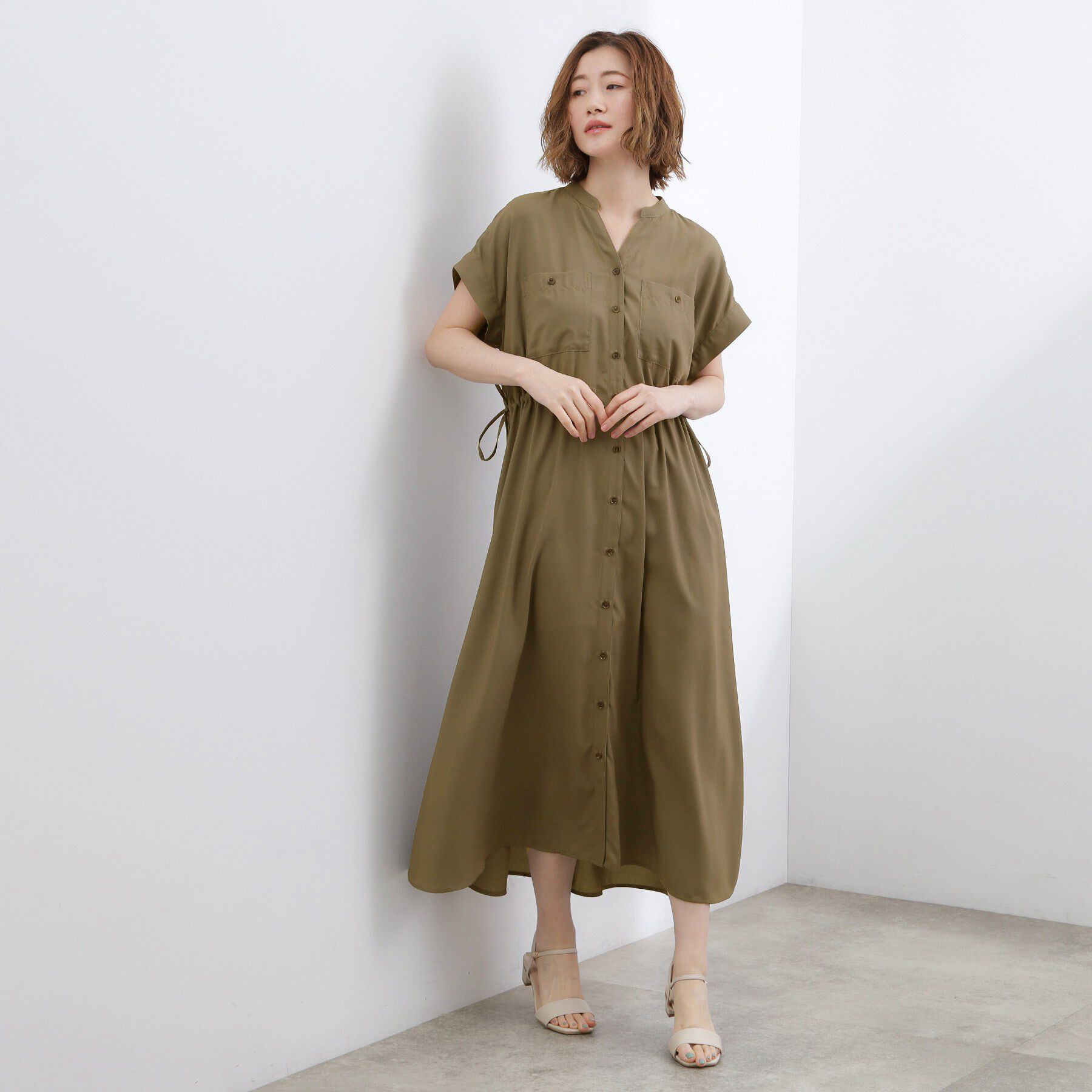 grove「【洗える/体型カバー】ウエストドロストワンピース」|ワンピース|