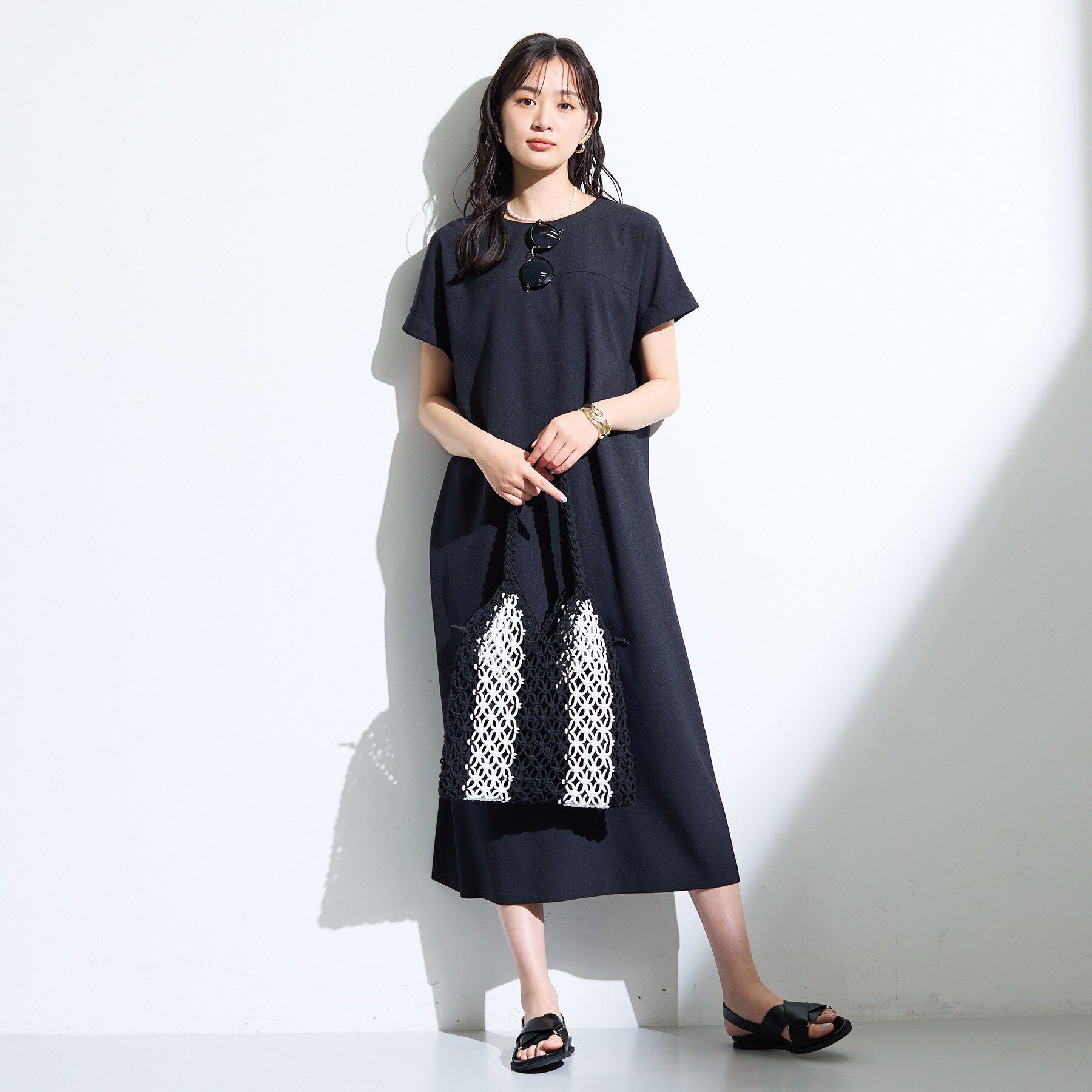 INDIVI「【華奢見え】ベルト付きナローワンピース」|ワンピース|