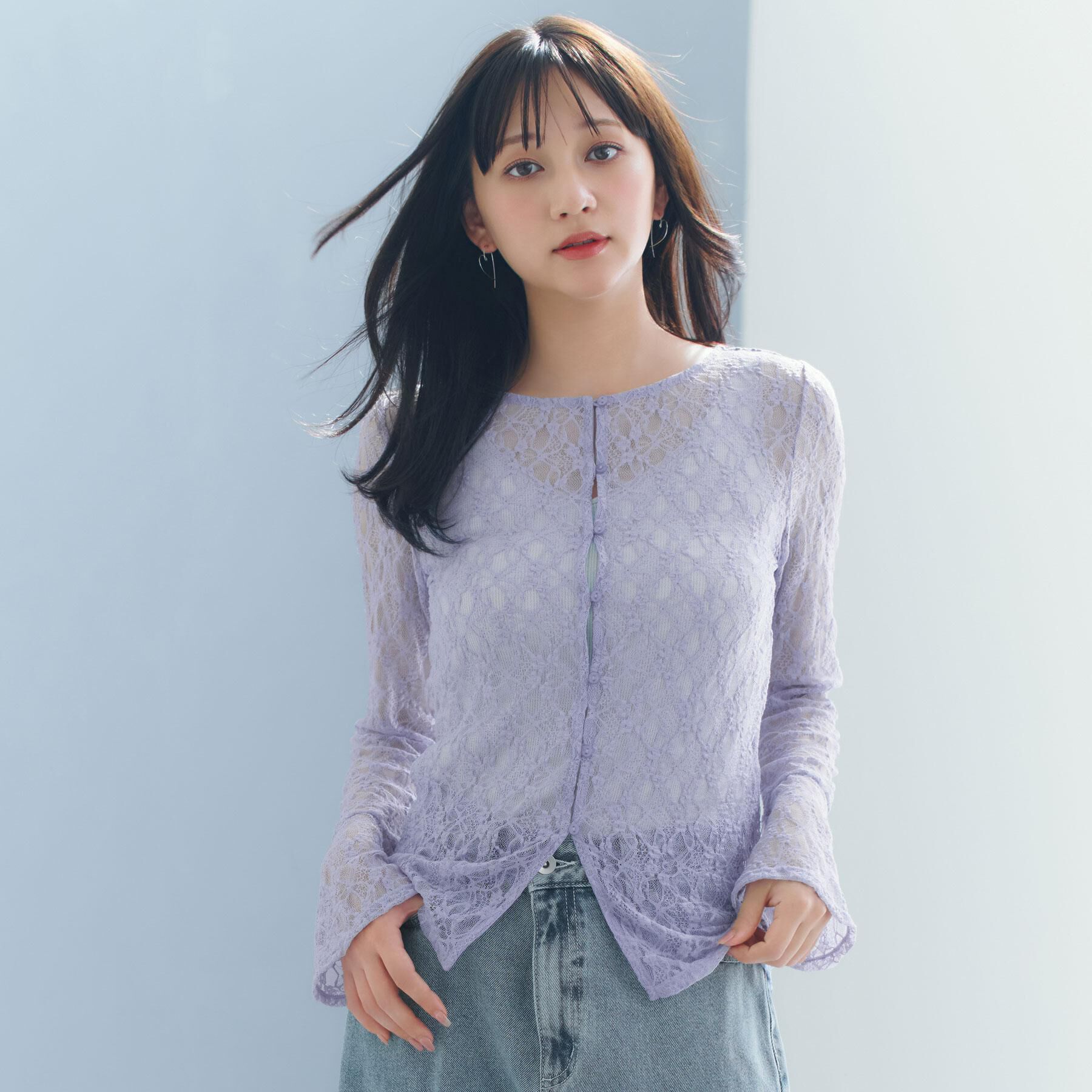 index「前後2wayレースフレアスリーブトップス【洗濯機OK】」|Tシャツ・カットソー|