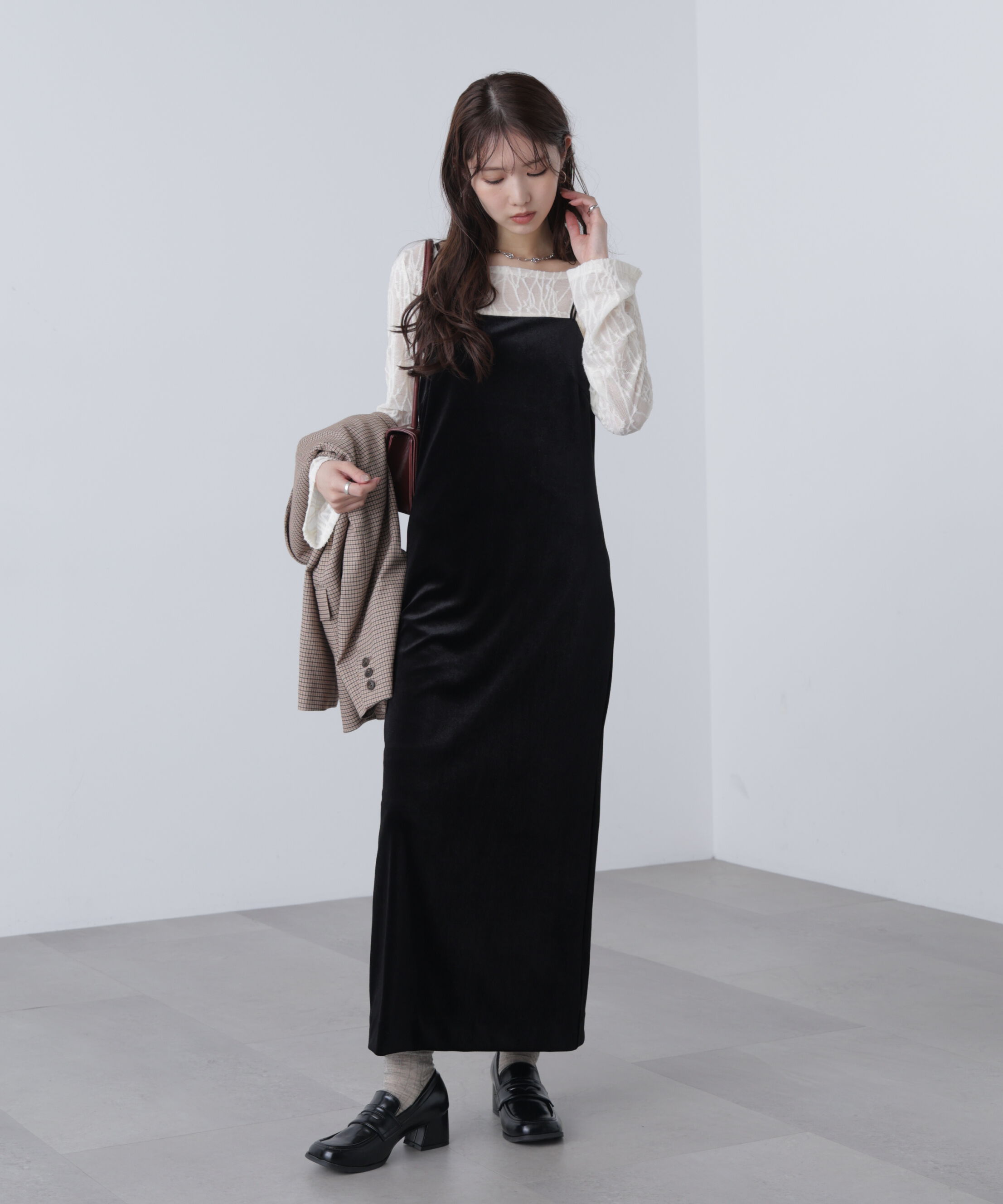  「２ストラップベロアキャミワンピース」|ワンピース|