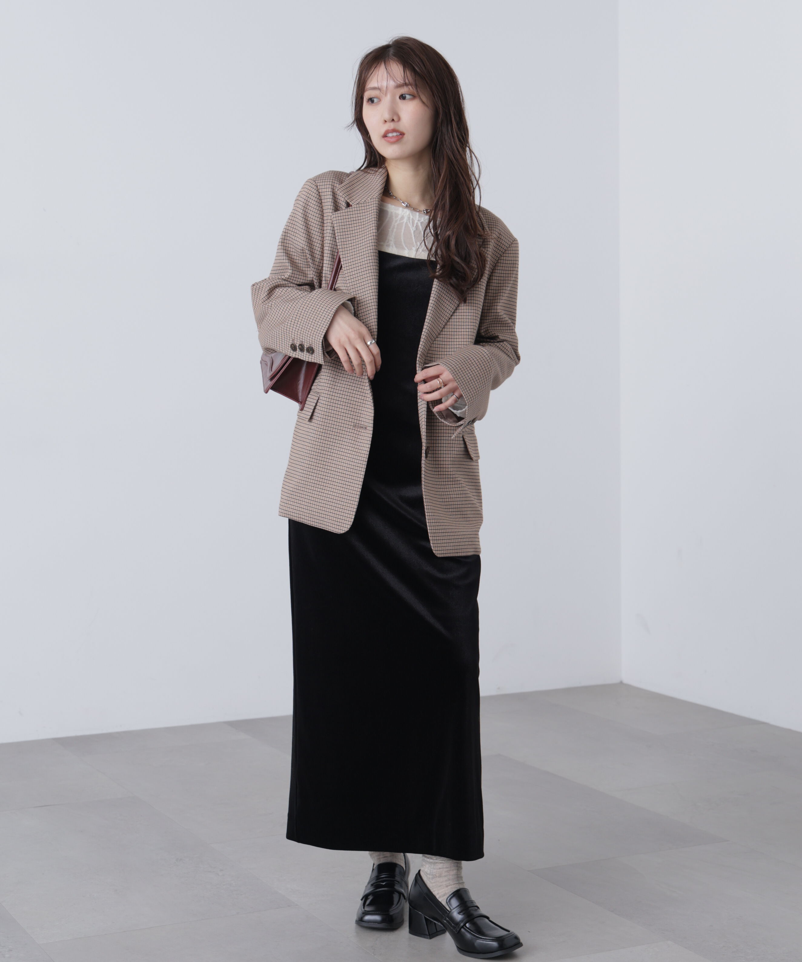  「２ストラップベロアキャミワンピース」|ワンピース|