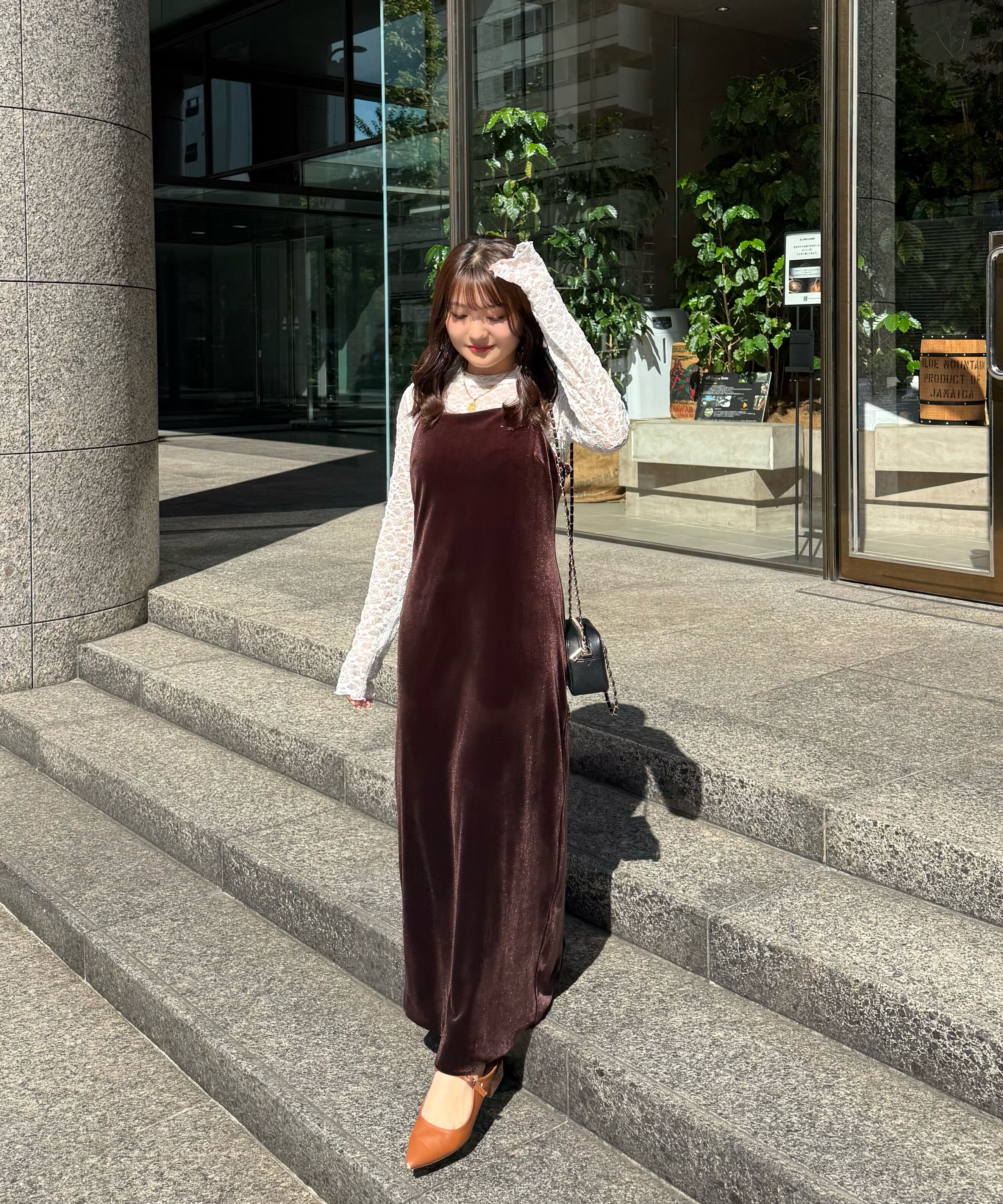  「２ストラップベロアキャミワンピース」|ワンピース|
