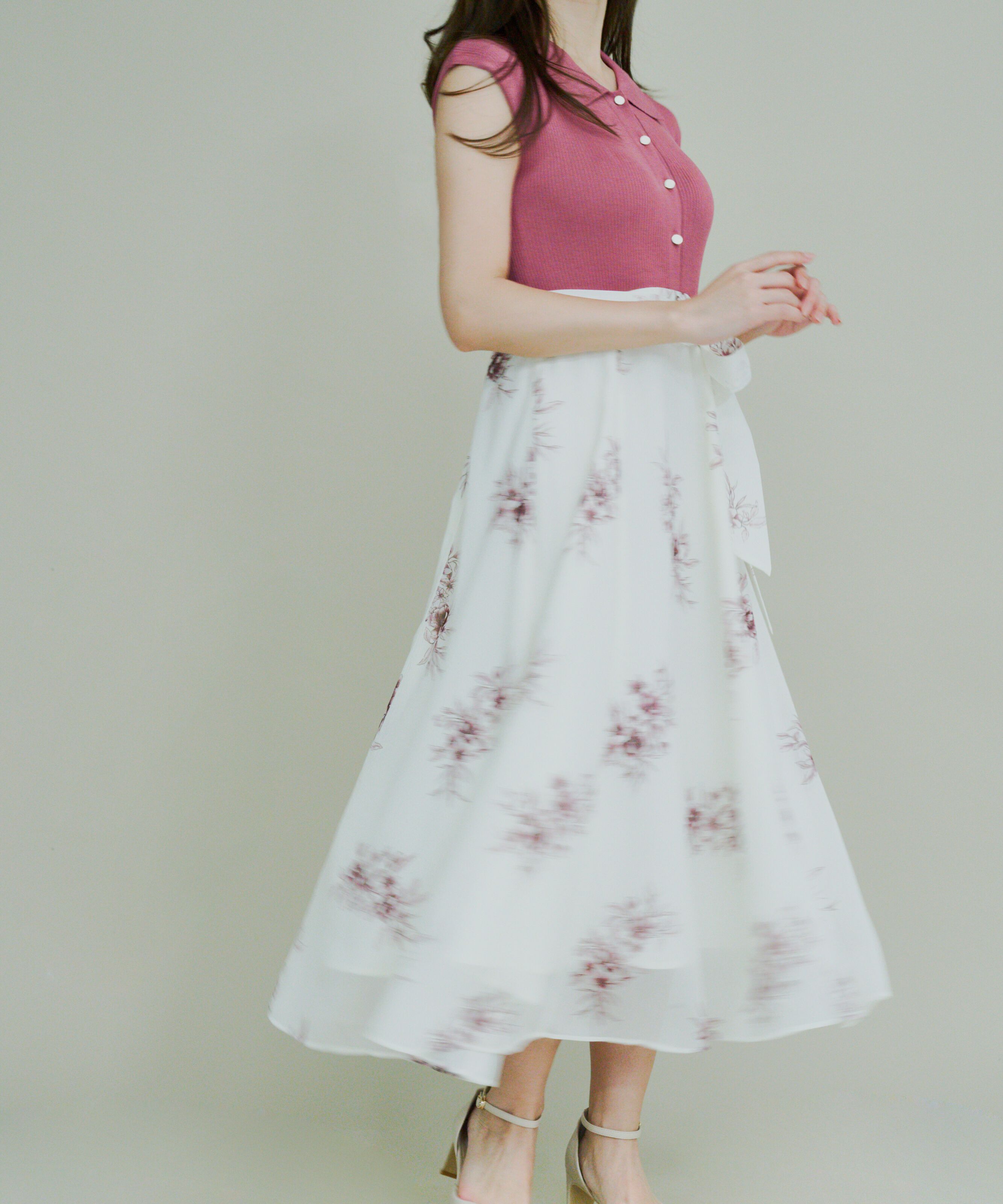 PROPORTION BODY DRESSING「衿付き柄ドッキングニットワンピース」|ワンピース|