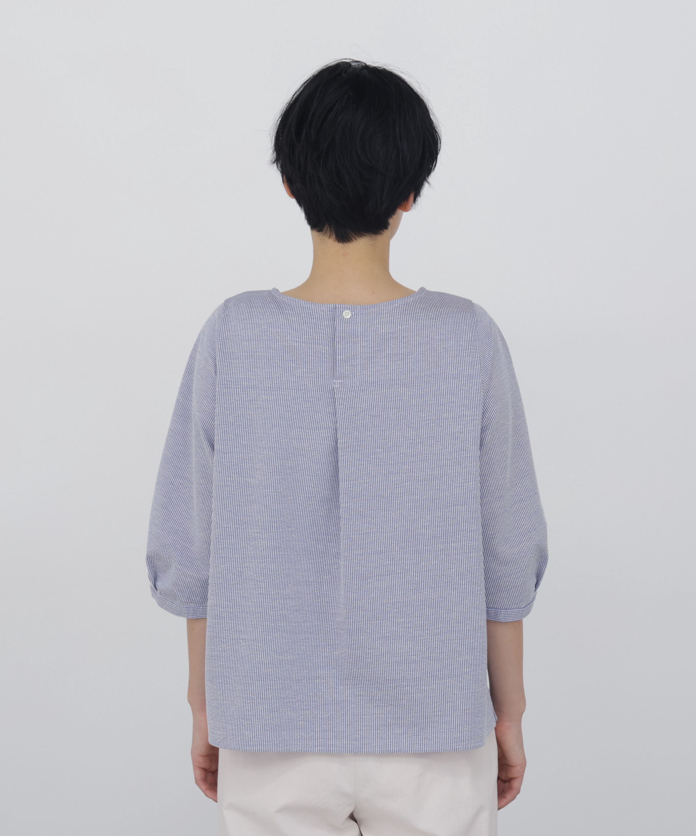  「◆《接触冷感 / 洗える》 ジャカードストライプクルーネックプルオーバー」|Tシャツ・カットソー|