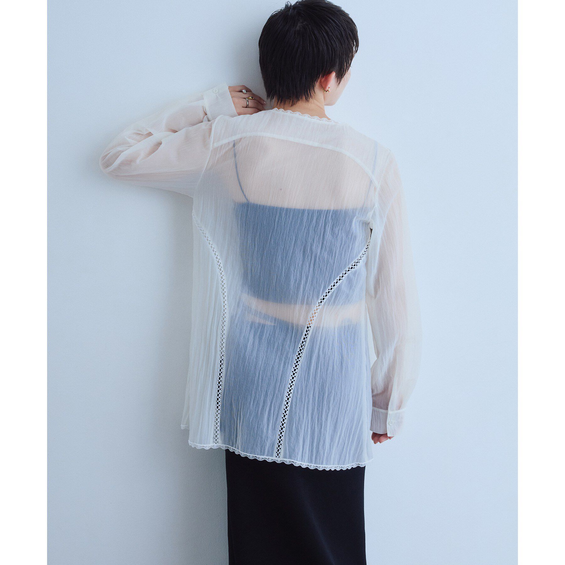 CODE A「lace－inset sheer tunic」|シャツ・ブラウス|