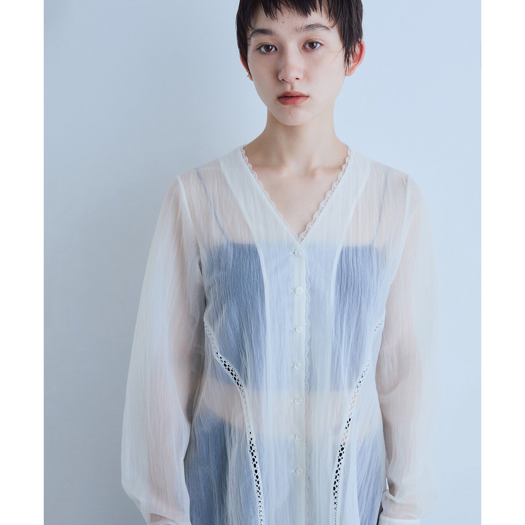 CODE A「lace－inset sheer tunic」|シャツ・ブラウス|