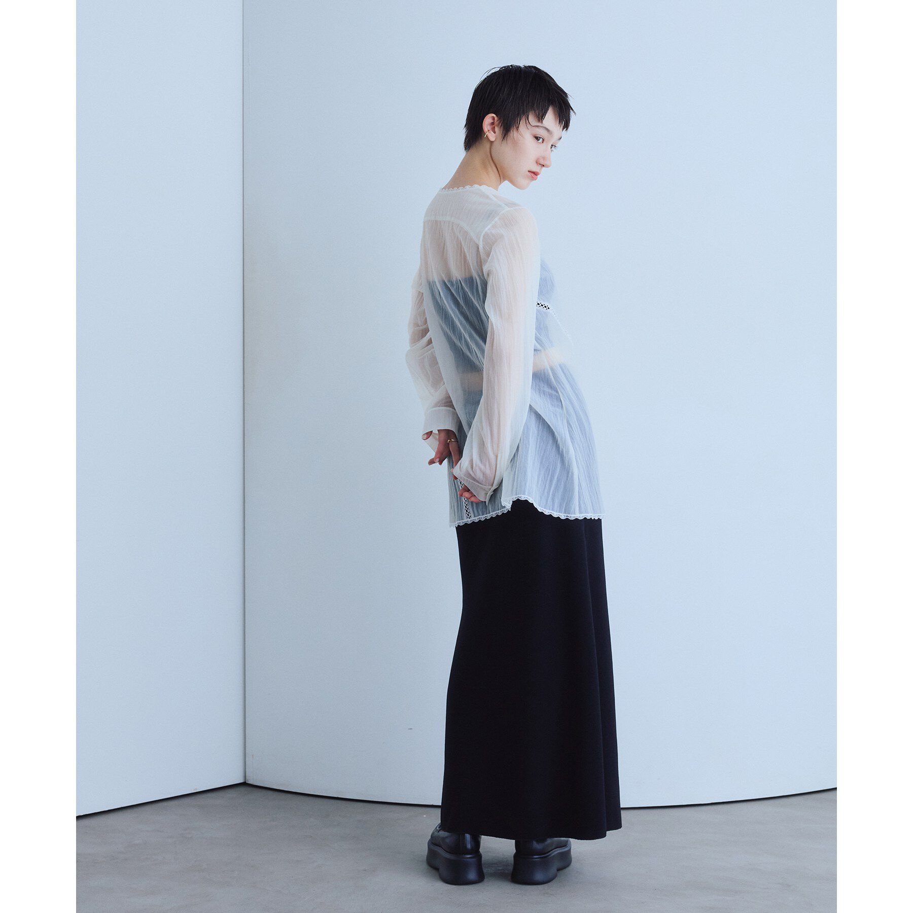 CODE A「lace－inset sheer tunic」|シャツ・ブラウス|