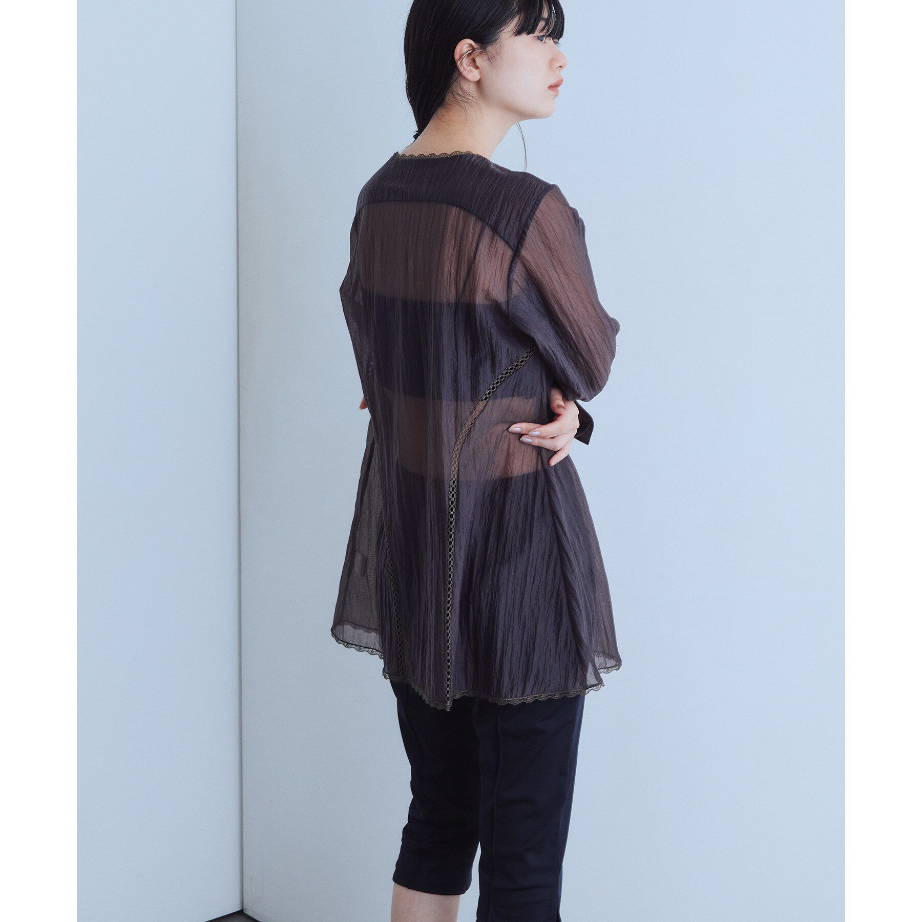 CODE A「lace－inset sheer tunic」|シャツ・ブラウス|