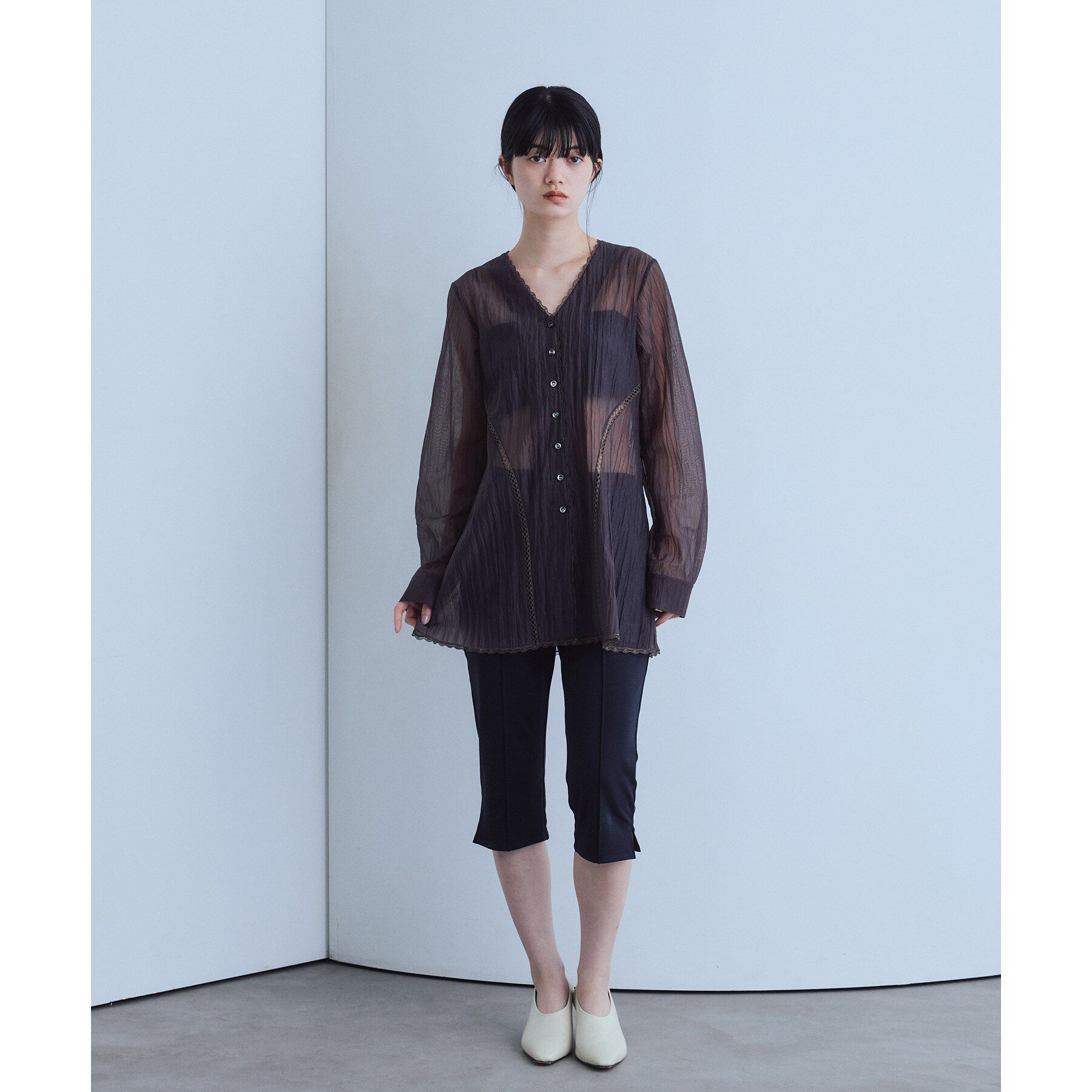 CODE A「lace－inset sheer tunic」|シャツ・ブラウス|