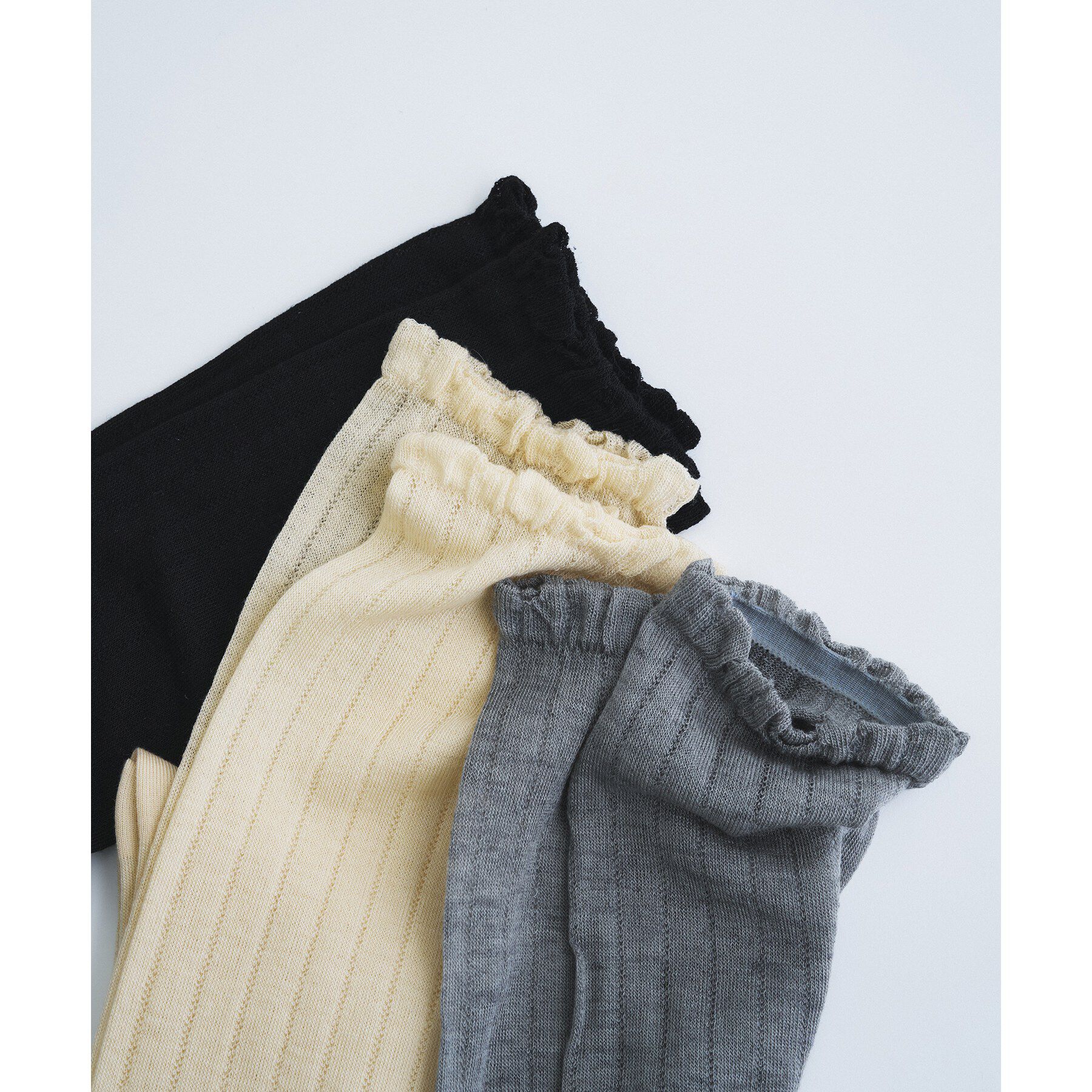 CODE A「piedi nudi｜MESH STRIPE KNEE HIGH」|ソックス|