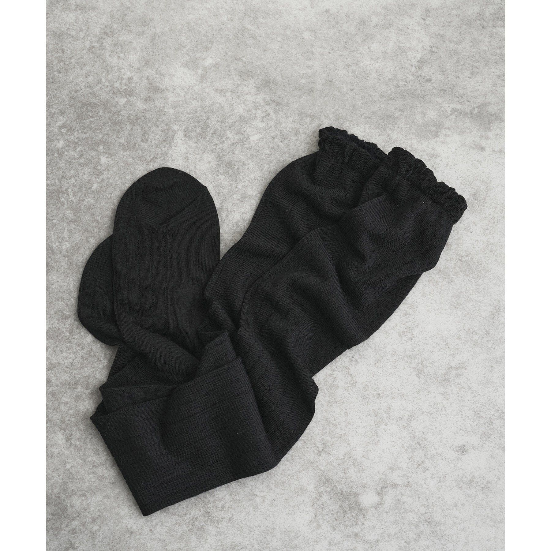 CODE A「piedi nudi｜MESH STRIPE KNEE HIGH」|ソックス|ブラック(019)
