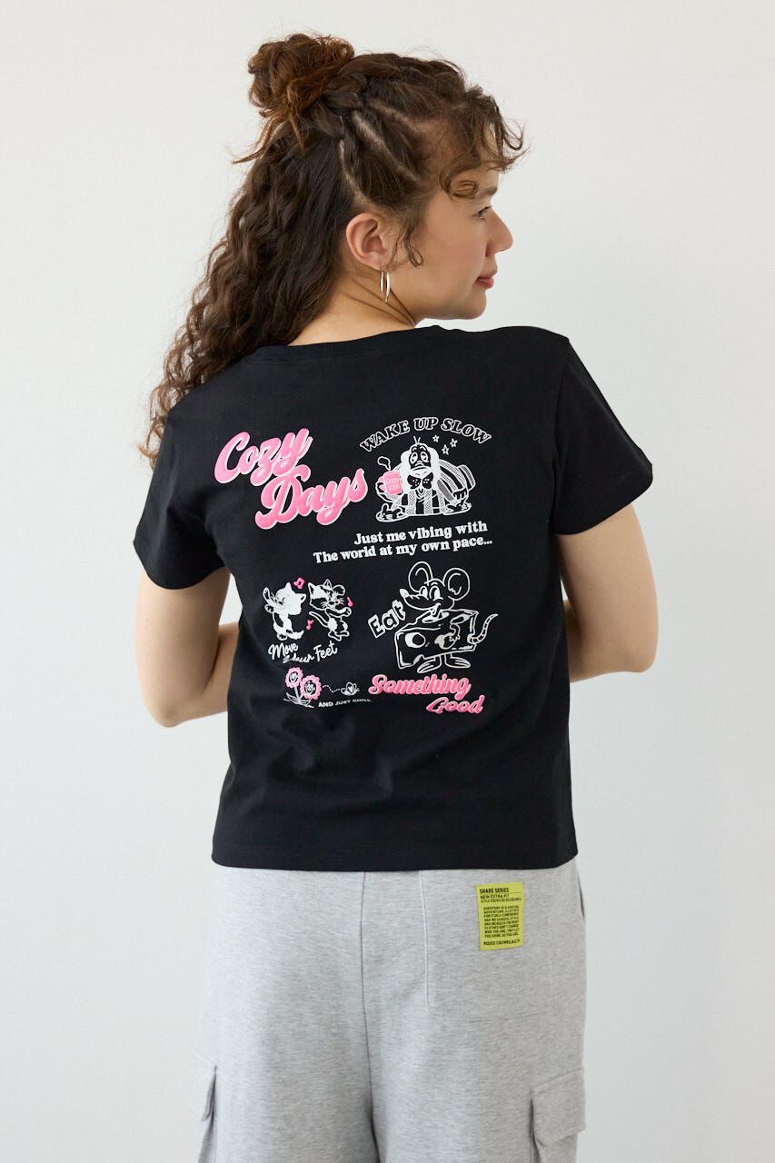 RODEO CROWNS「Doodle Cozy days Tシャツ」|Tシャツ・カットソー|BLK