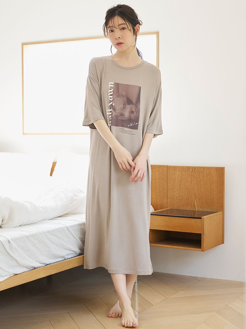 SNIDEL HOME「【接触冷感】ネコＴシャツワンピース」|ルームウェア|