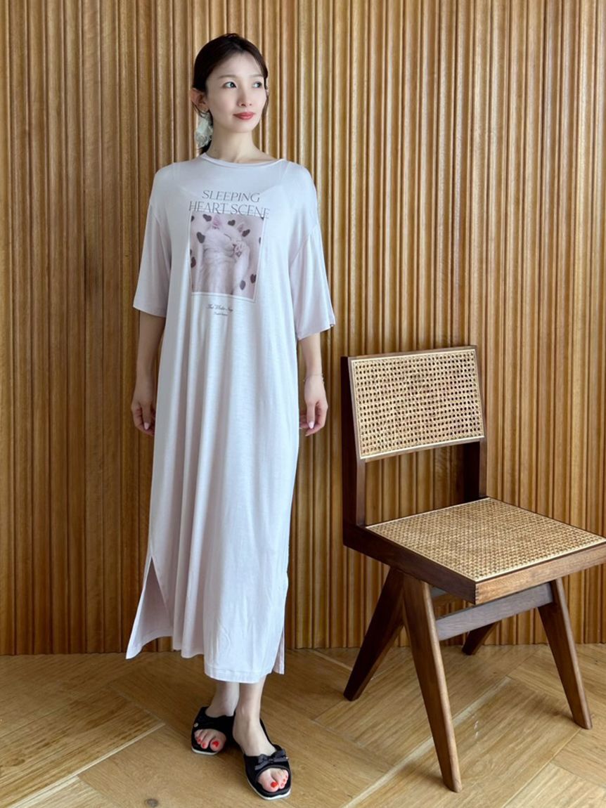 SNIDEL HOME「【接触冷感】ネコＴシャツワンピース」|ルームウェア|
