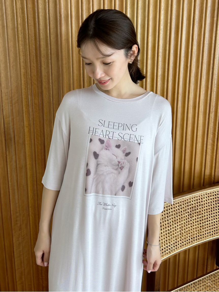 SNIDEL HOME「【接触冷感】ネコＴシャツワンピース」|ルームウェア|