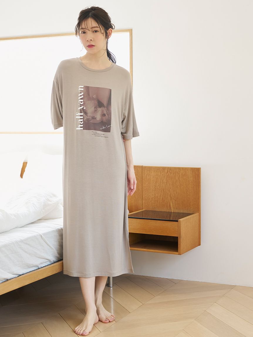 SNIDEL HOME「【接触冷感】ネコＴシャツワンピース」|ルームウェア|MOC