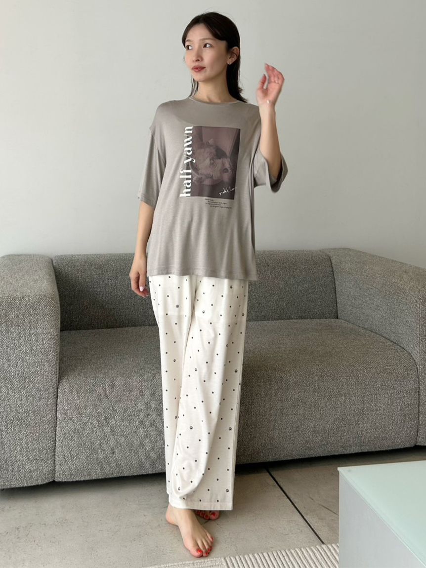 SNIDEL HOME「肉球ドット柄カットロングパンツ」|ルームウェア|