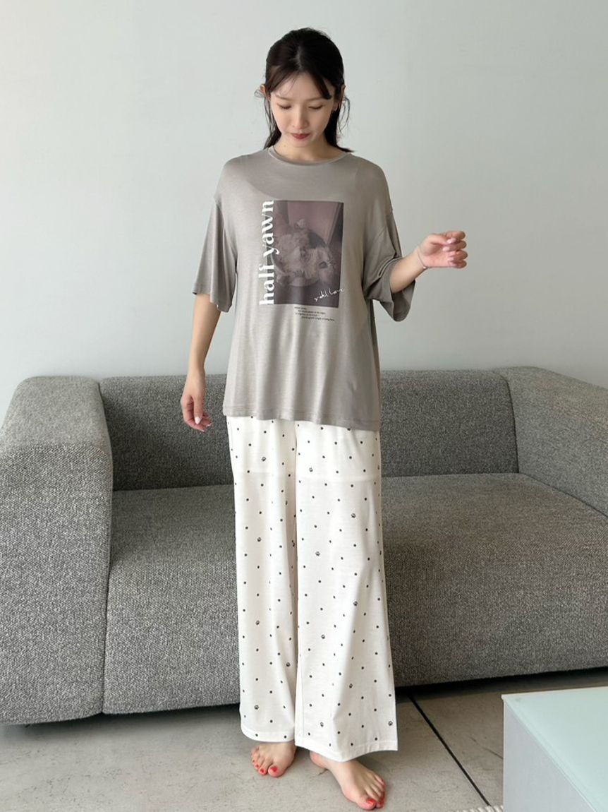 SNIDEL HOME「肉球ドット柄カットロングパンツ」|ルームウェア|