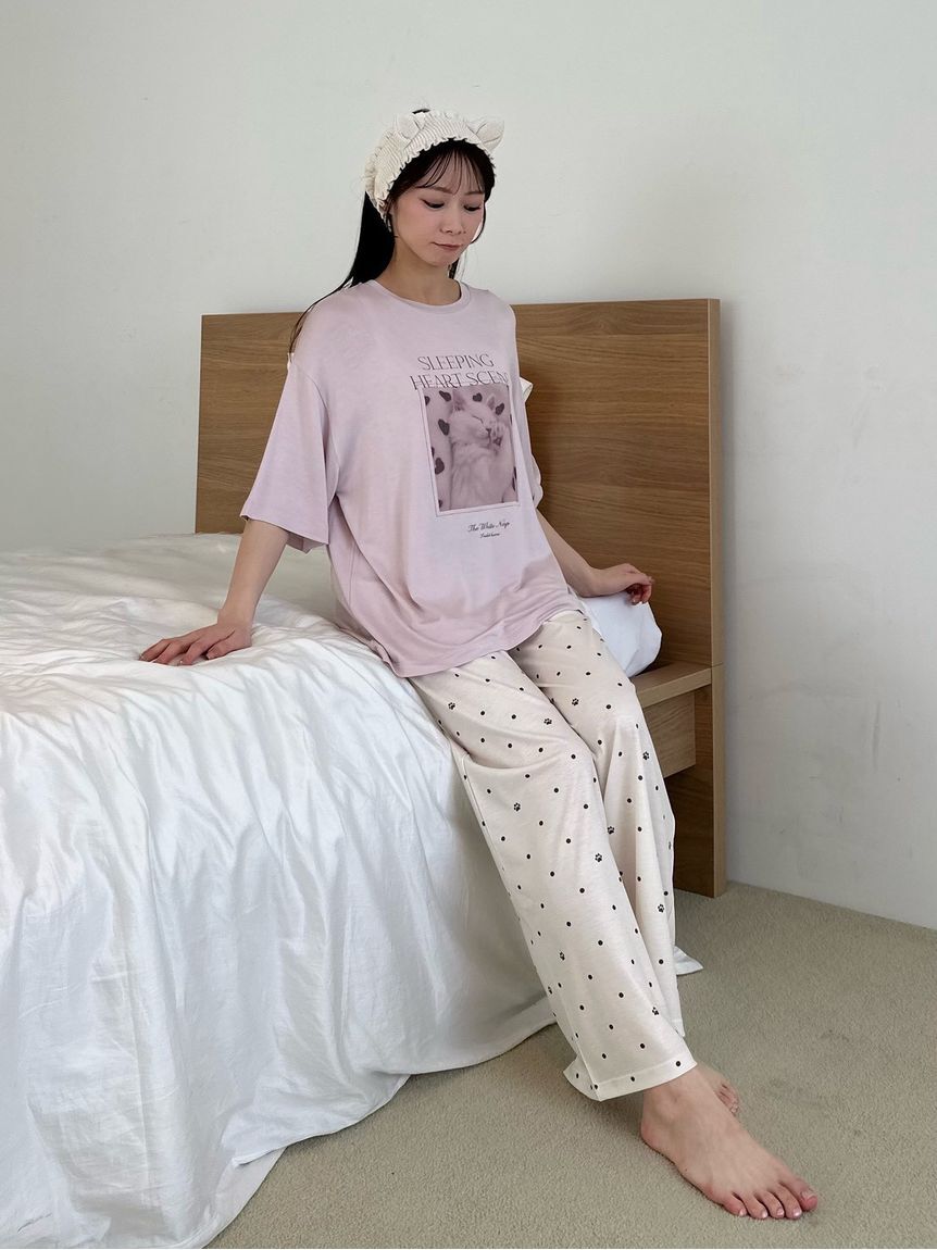 SNIDEL HOME「肉球ドット柄カットロングパンツ」|ルームウェア|
