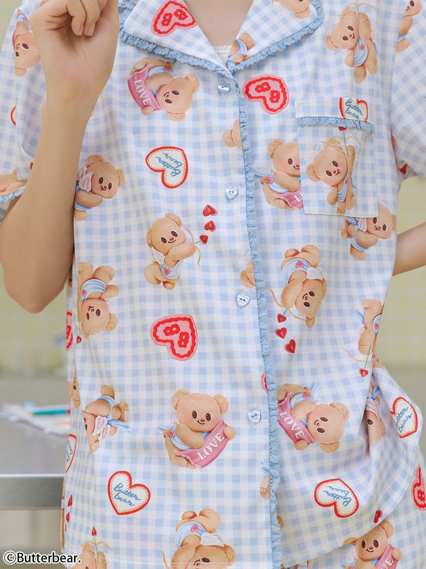 SNIDEL HOME「【WEB限定】【セット商品】【BUTTERBEAR】開襟シャツ＆カットロングパンツSET」|ルームウェア|