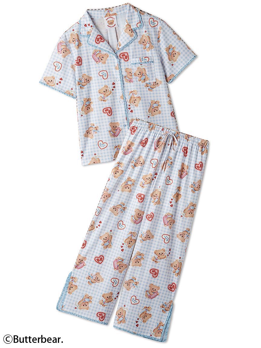 SNIDEL HOME「【WEB限定】【セット商品】【BUTTERBEAR】開襟シャツ＆カットロングパンツSET」|ルームウェア|LBLU