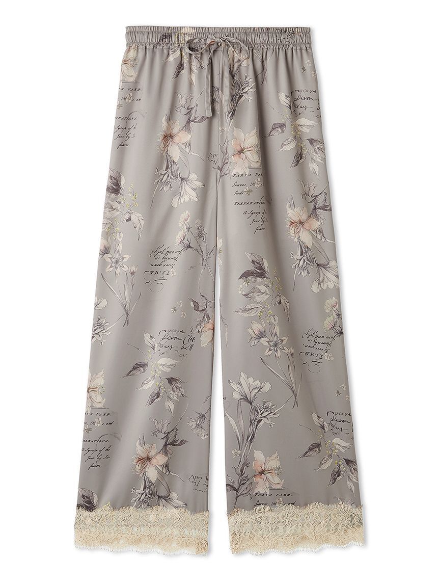 SNIDEL HOME「サテンレースプリントロングパンツ」|ルームウェア|