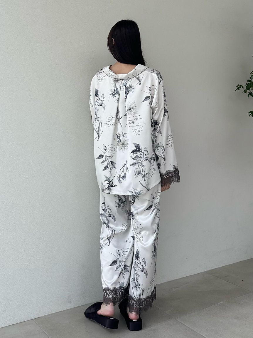 SNIDEL HOME「サテンレースプリントロングパンツ」|ルームウェア|