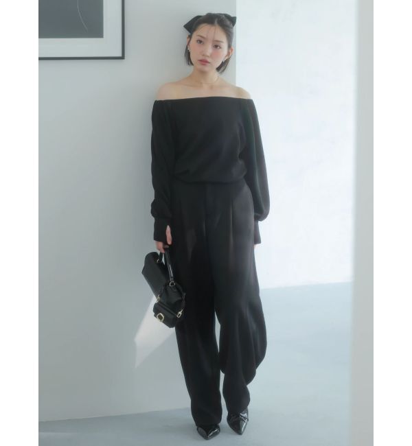 dazzlin「【吉田朱里】タックスリーブオフショルスウェット ※BLACK WEB限定カラー」|スウェット・ジャージ|