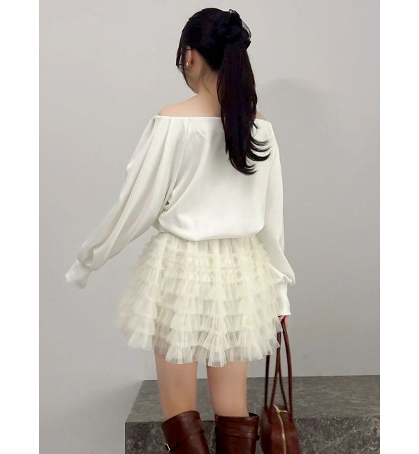 dazzlin「【吉田朱里】タックスリーブオフショルスウェット ※BLACK WEB限定カラー」|スウェット・ジャージ|